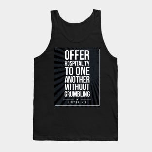 1 Peter 4:9 Subway style (white text on black) Tank Top